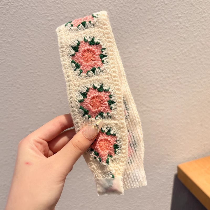 Flor francesa de punto velcro cinta de cabello para adultos fresa de cabello acabado artefacto de la niña cabello fija banda de cabello tocado