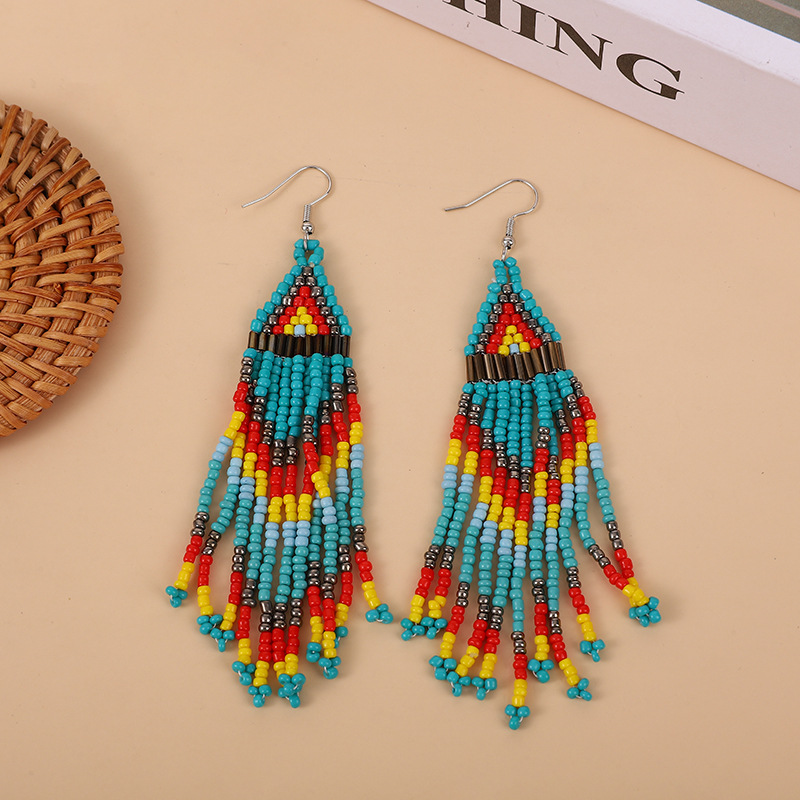 Women's Gender 1 Pair Ethnic Style Color Block Beaded Seed Bead Drop Earrings