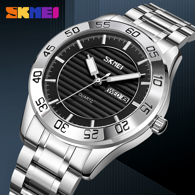 Moment beauty fashion hot sale solid steel belt men's watch cross-border large scale double calendar business quartz watch male_voghion.com