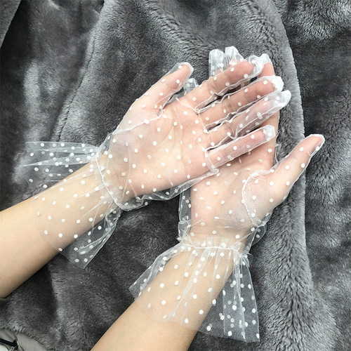 Summer Gloves Lace Sun Protection Gloves Spotted Cycling Clothing Short Thin Mesh Lace Wedding Gloves