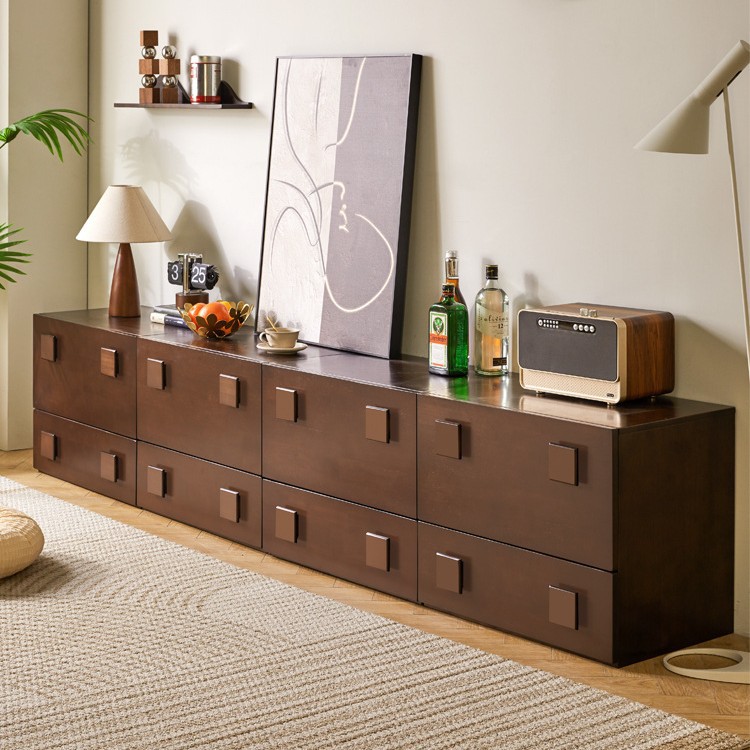 Chest of Drawers Tv Cabinet Floor-Standing Solid Wood Modern Simple Solid Wood Storage Cabinet Second-Hand Bedroom Bedside Table Side Cabinet