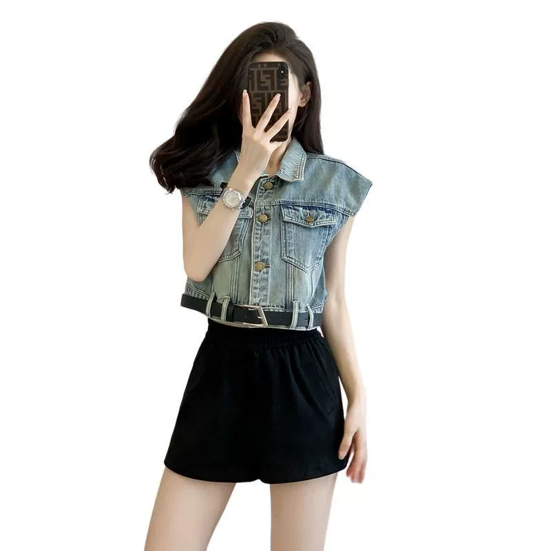 Short denim summer vest, jacket, tank top