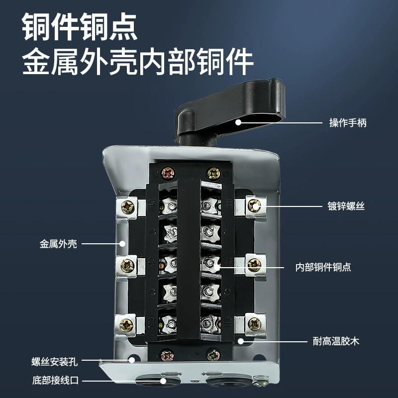 Iron shell reverse switch HY2-1 KO3-1HY2-30A60A forward and reverse switch 380V 220V