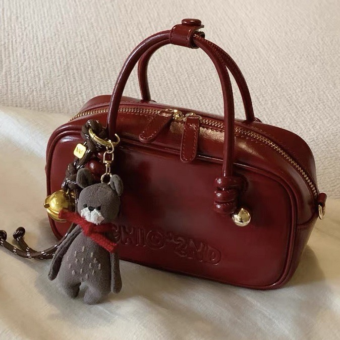 Borsa a tracolla nanfeng chio bordeaux in vera pelle da donna_voghion.com