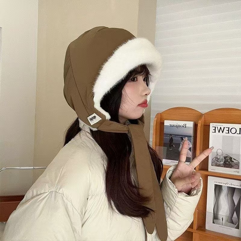 手工钩织毛线帽子女2025新款冬毛茸茸保暖显脸小针织帽筒子渔夫帽|undefined
