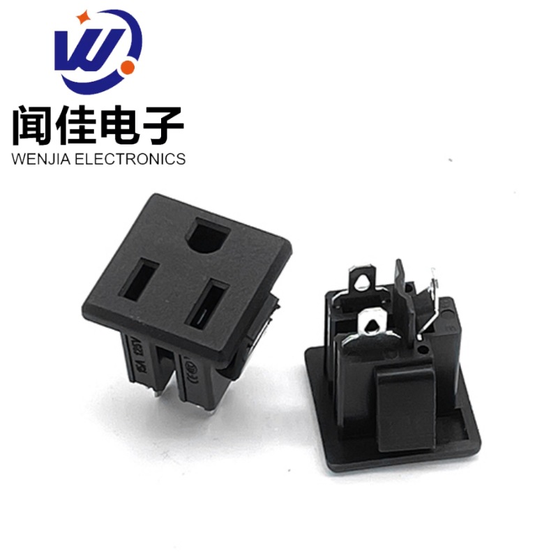 厂家供应AC国标美标插座卡式三孔品字型AC电源插座美规电源插座