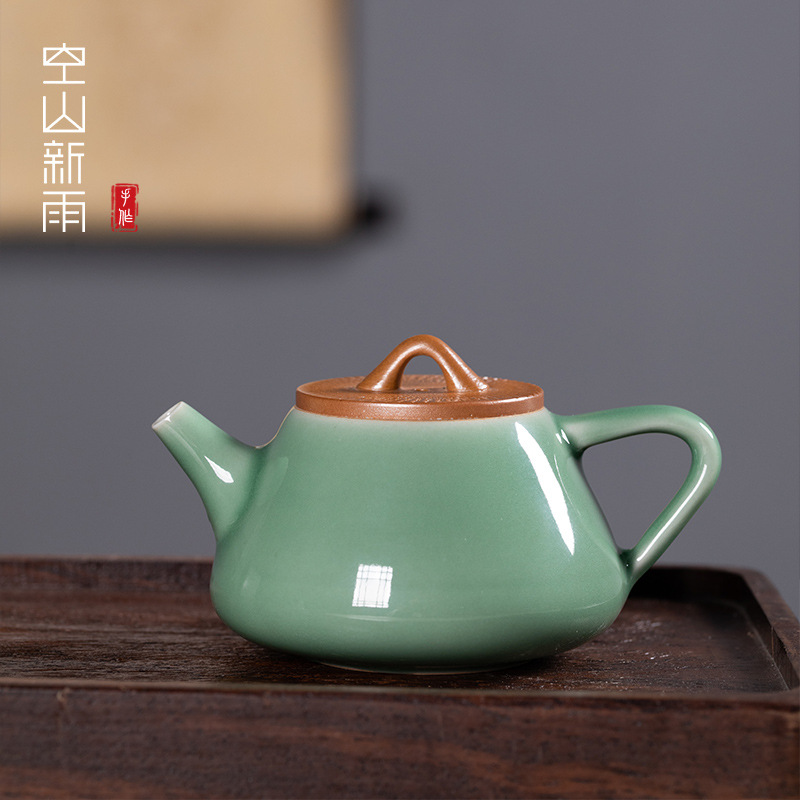 空山新雨跳刀原礦手工茶壺龍泉青瓷家用高檔功夫茶具陶瓷泡茶單壺