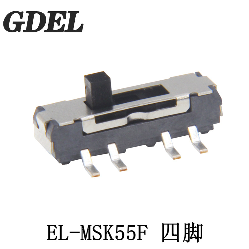 供应三档拨动开关立式贴片3.5x13单排四脚三档滑动开关耐温