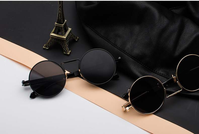35g Weight Full Frame Glasses Structure Sunglasses Classification Ac, UV400 Protection Lens Material Round Frame Glasses Style Party, Street Occasion Solid Color Pattern All Seasons Season Men's Gender Punk, Streetwear Style Punk Streetwear Solid Color Ac UV400 Protection Round Frame Full Frame Women's Sunglasses 1