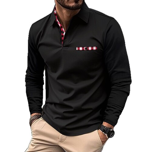 European and American ins cross-border  autumn AliExpress Amazon polo shirt zipper stand-up collar men's sports polo shirt 