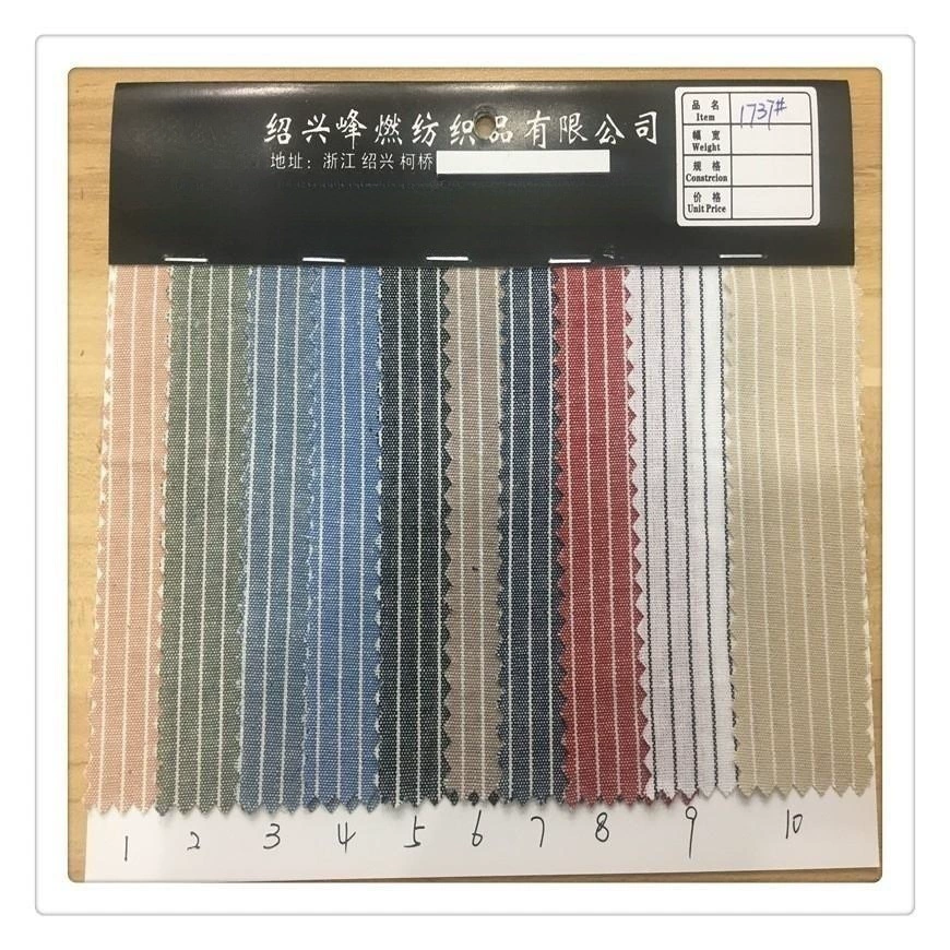 Готовый товар, пряжа из 100% хлопка окрашенная нитями, ткань в полоску 21-счет, ткань для рубашек 2025 года, хлопковая ткань в полоску