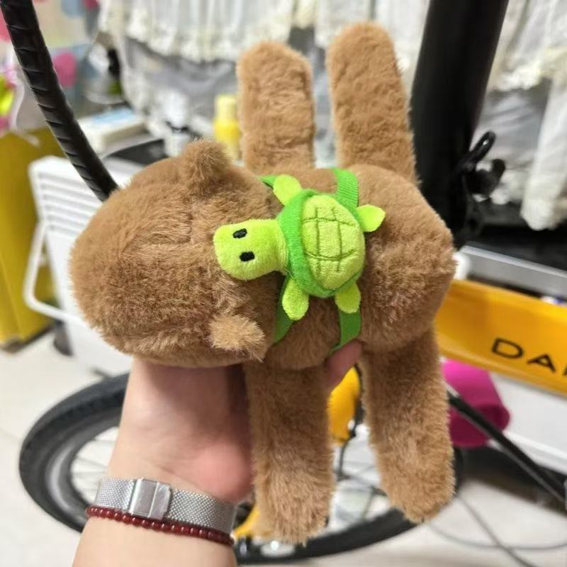 Kapibala Plush Toy Turtle Backpack Style Snap Ring Tree-Hugging Railing Wrist Super Cute Stuffed Animal