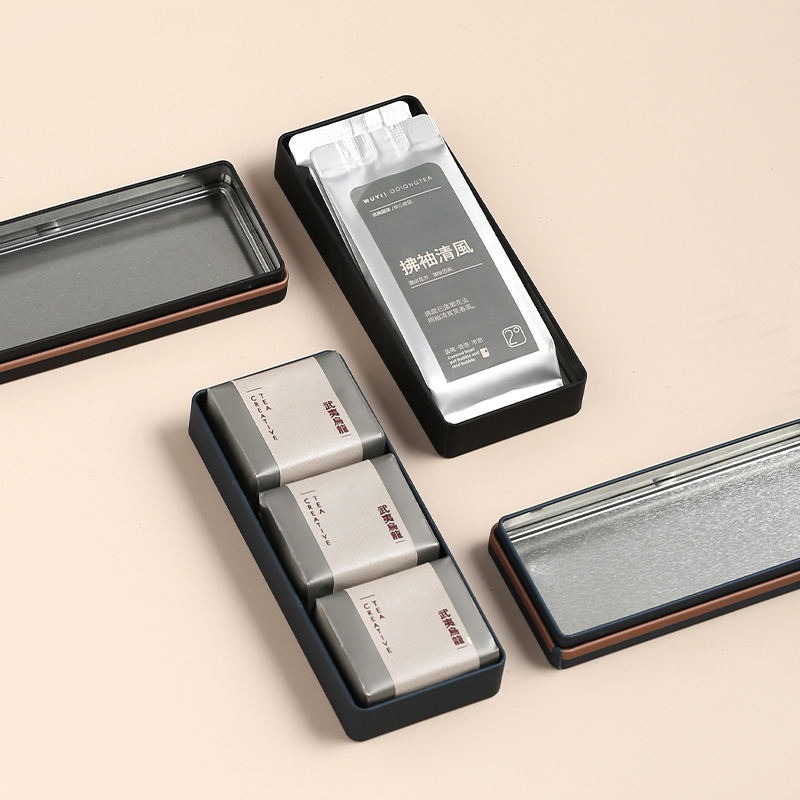 A5L Portable 2-Pack Tea Small Iron Box Tea Packaging Box 3 Brew Da Hong Pao Rock Tea Orchid Tea Box Empty Box with UV