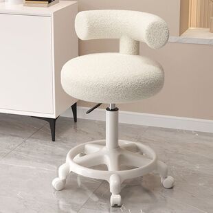 Hair Salon Manicure and Hairdressing Work Stool Pulley Rotating Lift Round Stool Dentist Backrest Chair Cashmere Makeup Stool