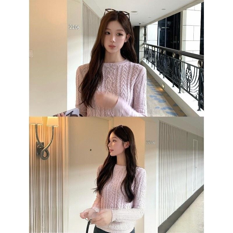 Chestnut Cocoa Bankelili 'British and French Old Money' 66 Cotton 19 Linen Round Neck Cable Knit Long Sleeve Sweater for Women Chestnut Cocoa Bankelili 'British and French Old Money' 66 Cotton 19 Linen Round Neck Cable Knit Long Sleeve Sweater for Women