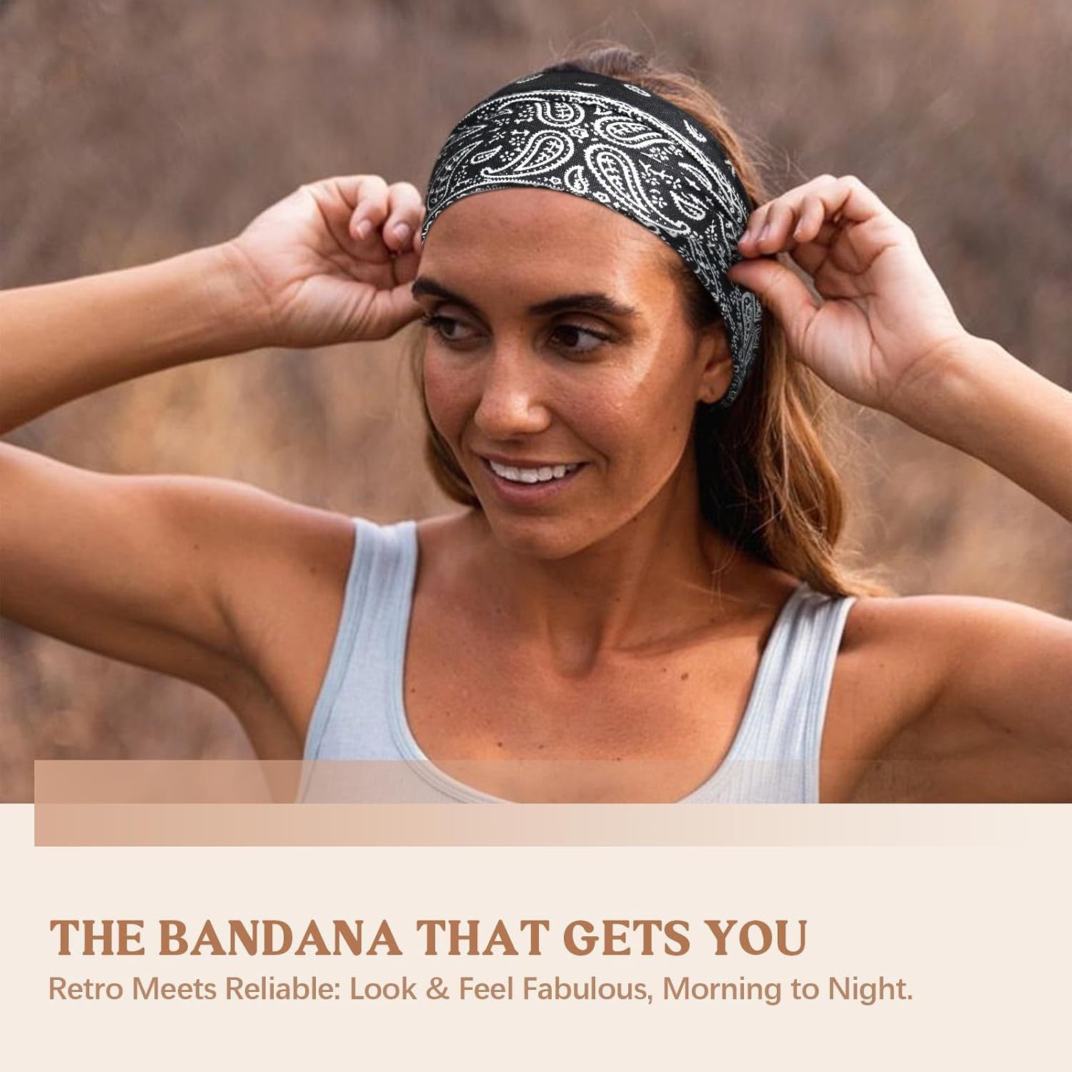 [Exclusivo de TEMU para Comercio Transfronterizo] Diadema Ancha de Yoga Estilo Bohemio, Diadema de Tela Absorbente de Sudor con Borde Ancho, Gran Venta Transfronteriza