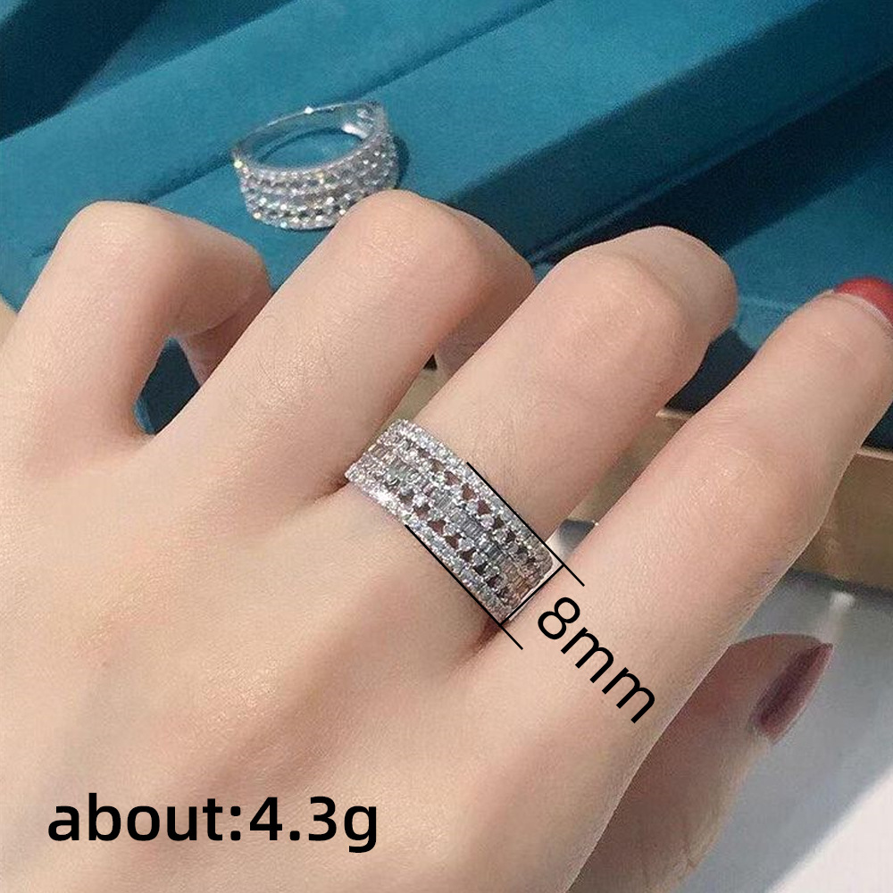 Fashion Geometric Copper Rings Inlay Zircon Copper Rings