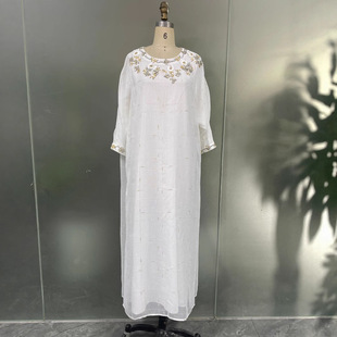 Ds-2501 Middle Eastern Muslim Fashion 2025 Summer Diamond New Dubai Temperament Abaya Dress