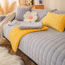 外贸批发加厚毛绒沙发垫防滑坐垫秋冬季法兰绒保暖皮沙发套全包罩