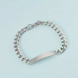 欧美新款情侣款时尚简约刻眼睛图片手链不锈钢激光刻字刻图案饰品