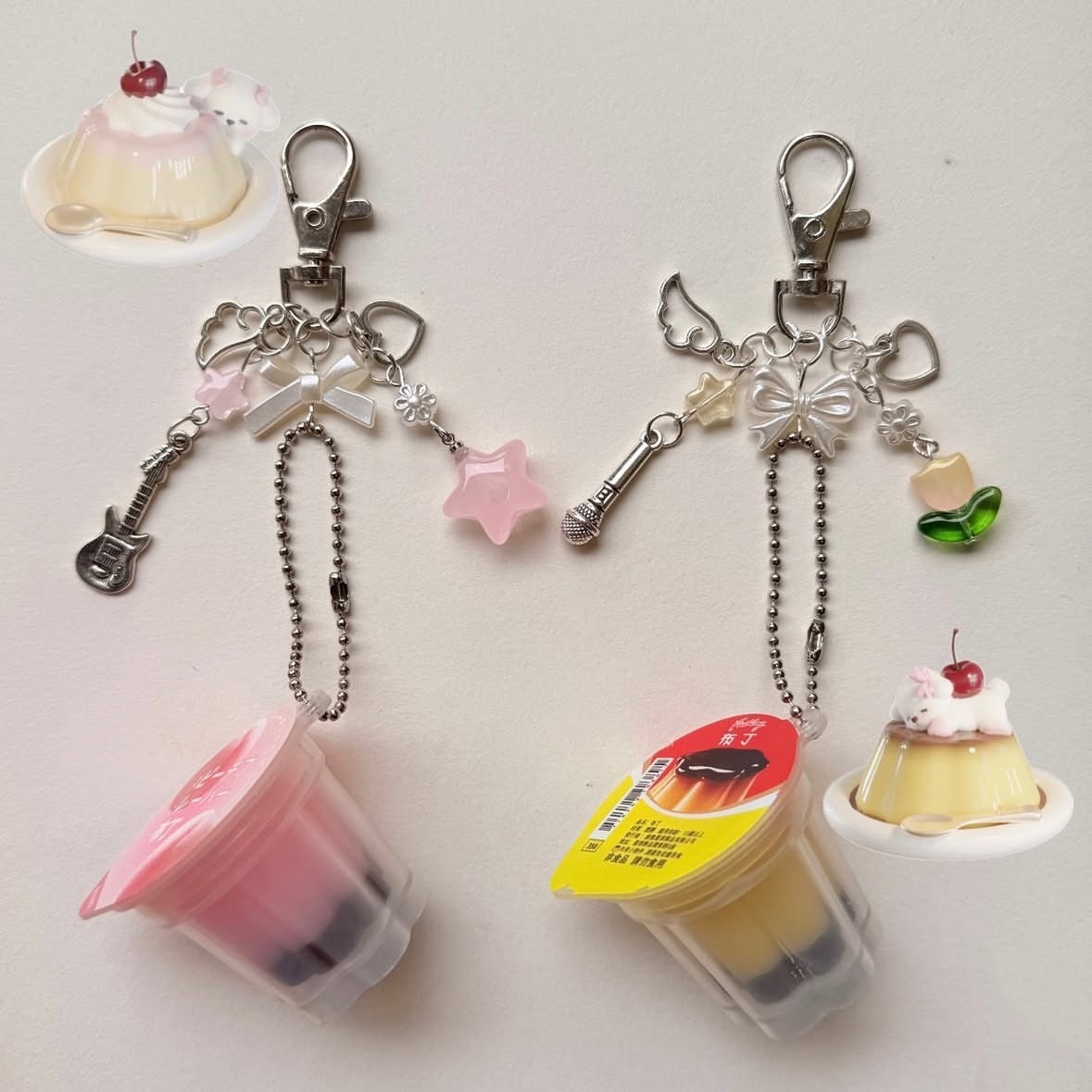 New Simulated Resin Pudding Keychain with Openable Lid, Jelly Pinch, Sweet Tulip Star-Shaped Mobile Phone Hanging Chain