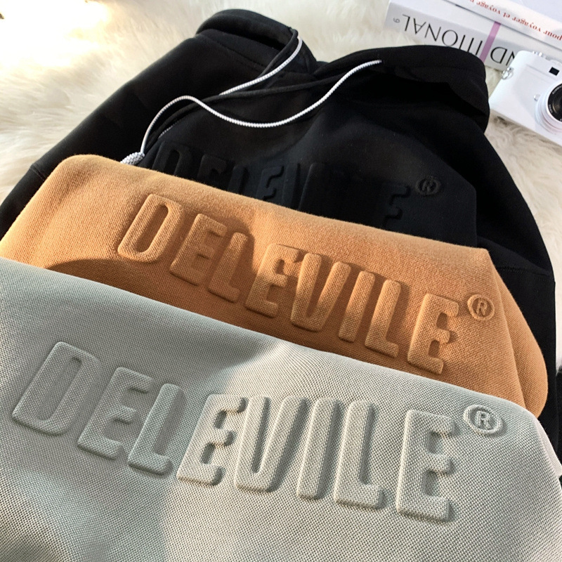 Vintage suéter de los hombres con capucha oversize500g pesado otoño e invierno marca moda sudadera americana perezoso chic