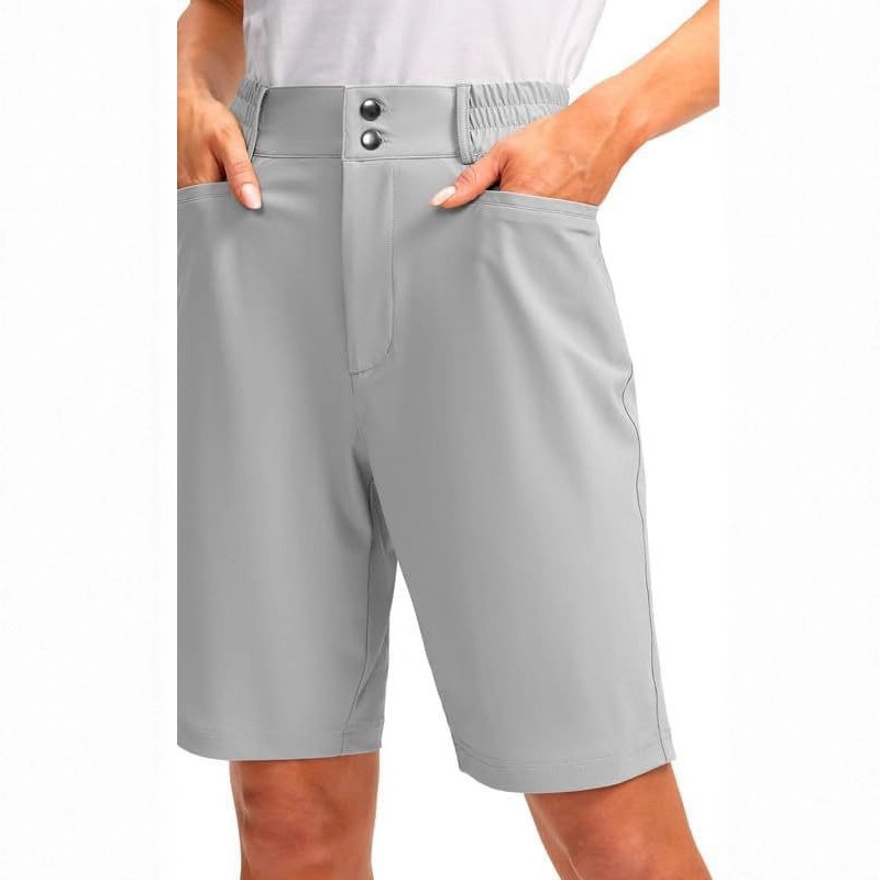 Cross-Border Amazon Women's Shorts Women's Golf Hiking Shorts 9" Zipper Quick-Drying Shorts