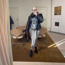 跨境欧美女装速卖通爆款纯时尚街头翻领皮毛一体保暖外套长款短款