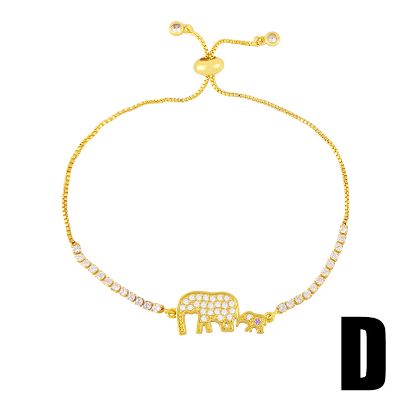 Elephant bracelet European and American fashion personality micro-inlaid color zircon butterfly adju