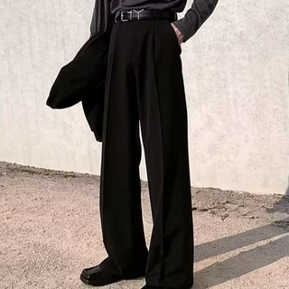 韩版设计感高腰西装裤男垂感高级感春秋季休闲宽松直筒西裤夏款