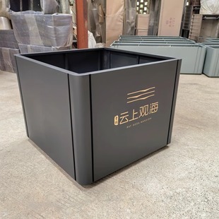 ✅ Outdoor Flower Box Combination Street Flower Stand Tree Box Flower Bed Iron Rectangular Flower Trough Cylindrical Flower Pot Flower
