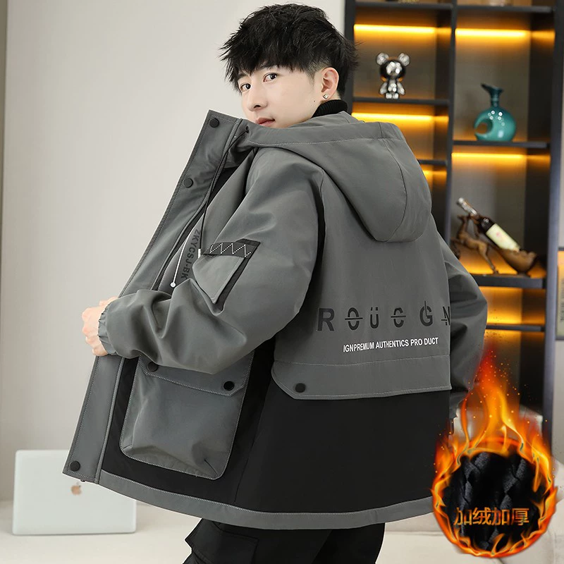 2023 по-прежнему в соответствии с изделием осенне-зимняя мужская стеганая куртка на флисовой подкладке, пальто, молодежная стеганая куртка (комплект