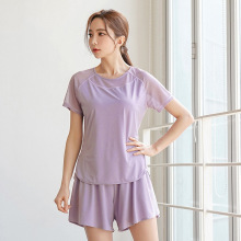 胖MM瑜伽衣服宽松跑步短裤薄款运动健身房套装女加大码速干200斤