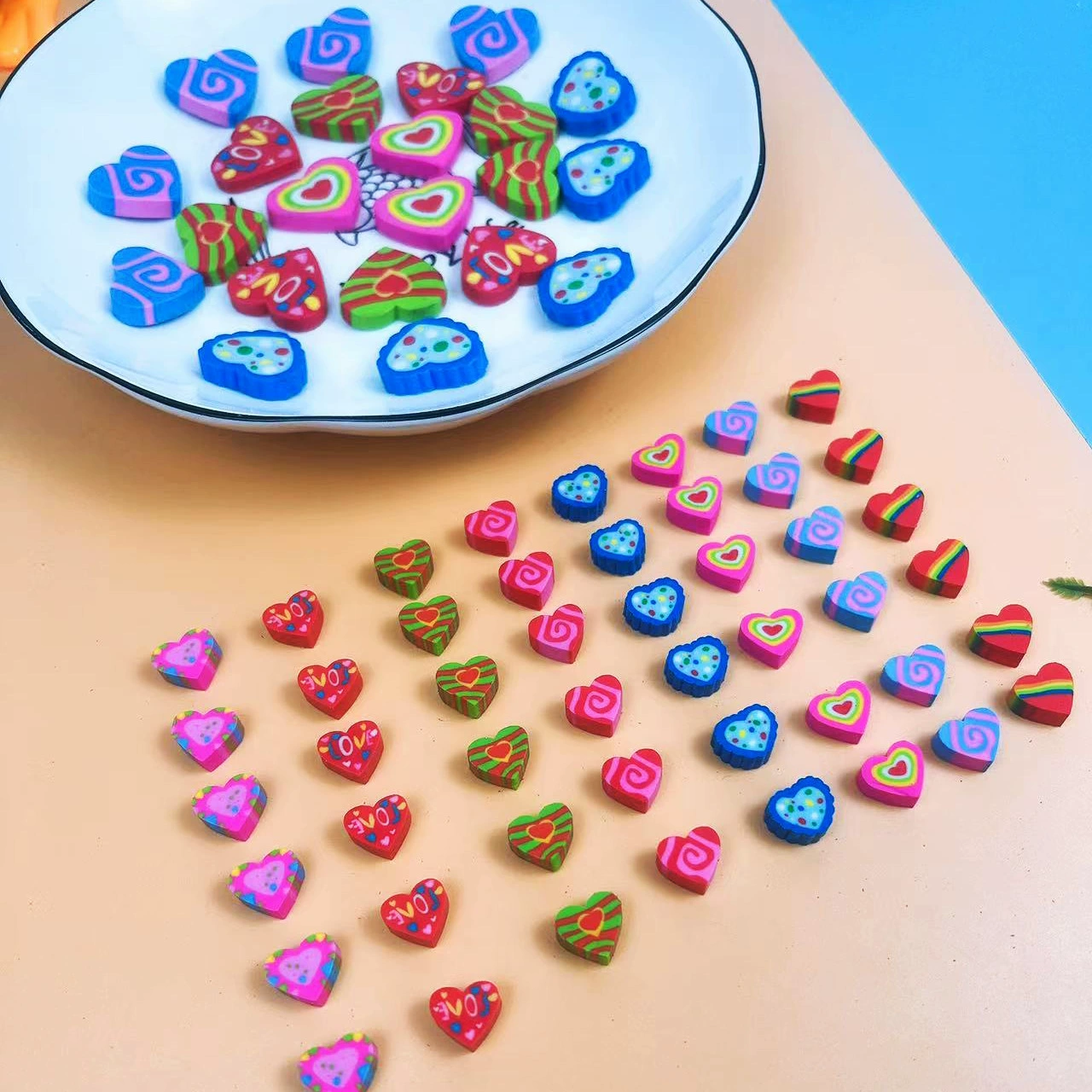 Творческий мультфильм милый ластик в форме сердца Учащиеся начальной школы Ластик голова дети учатся канцелярские товары Призы подарок прямые продажи с фабрики