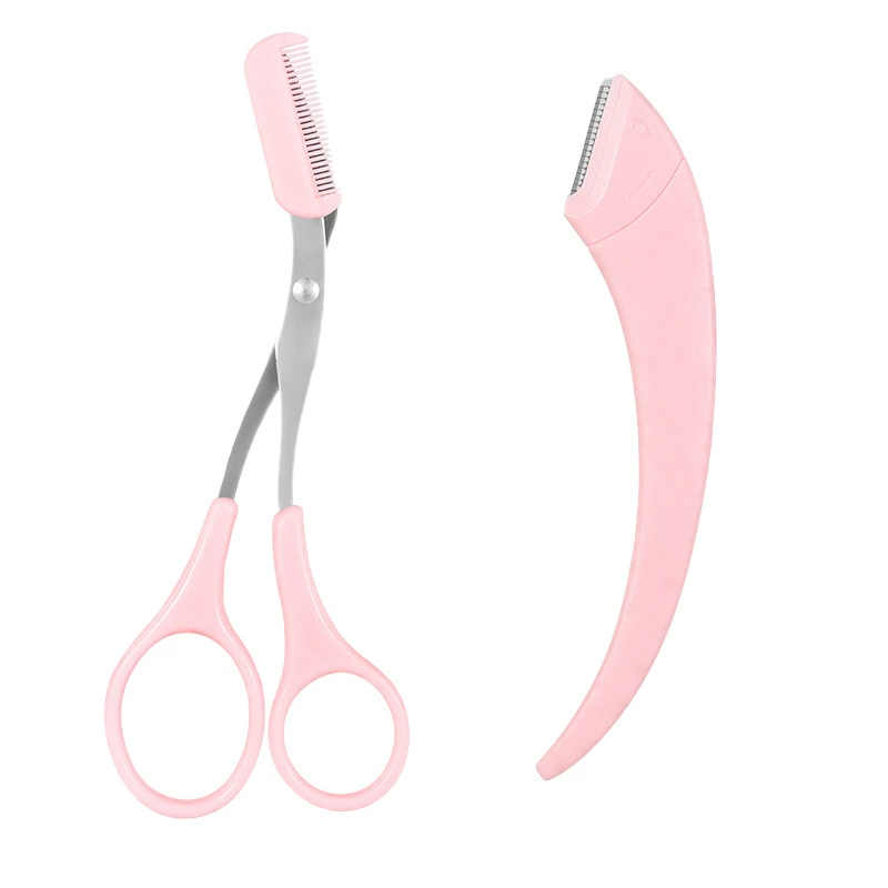 Eyebrow Trimming Knife, Folding Safe Razor for Beginners with Scissors, Portable 15 cm