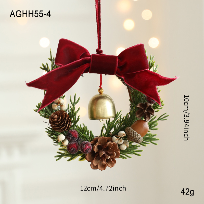 Nuevo arco de Navidad campana guirlanda puerta colgante árbol de Navidad pinos vinas colgante decoración de pared en stock