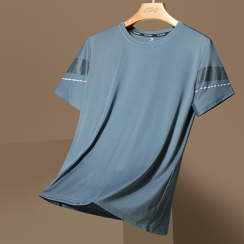 Camiseta de manga corta de seda de hielo de verano para hombres deportes de hielo delgado superior de secado rápido para hombres aire acondicionado transpirable al aire libre Camiseta de manga corta