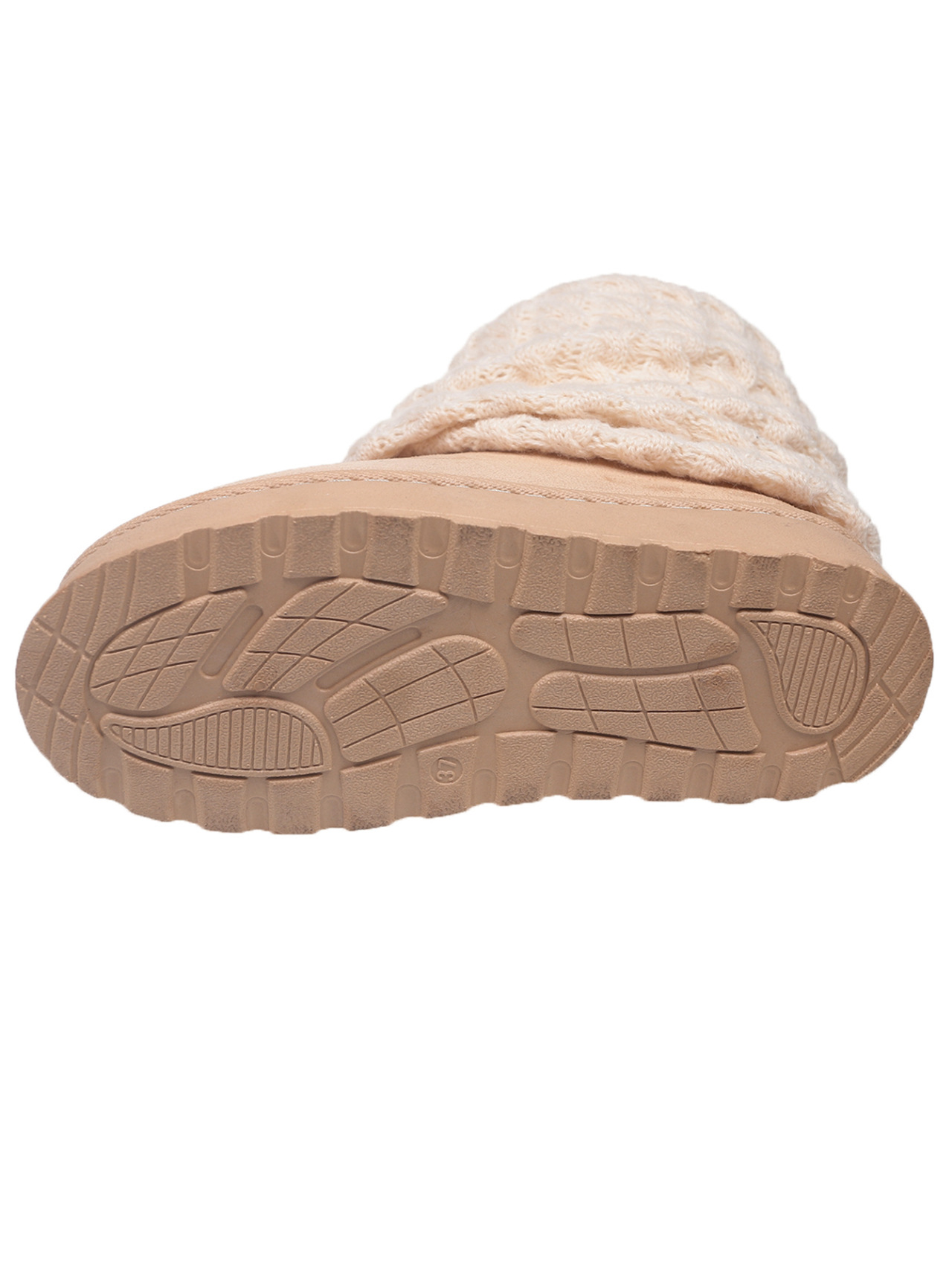 Women's Winter Thick Soled Knitted Snow Boots Fleece Lined Warm Slip On Plus Size Cotton Shoes_vogvips.com