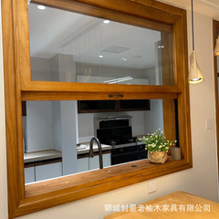 新しい中国風の古いニレ材の上下引き窓 B&B ショップフレームホバリングウィンドウ屋内パーティション上下引き窓