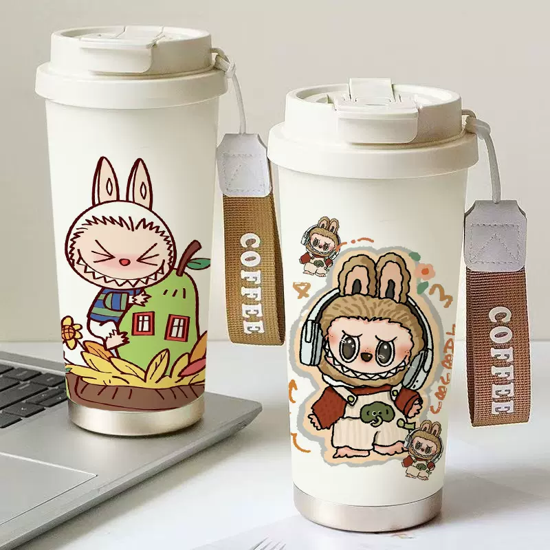 卡通拉布布咖啡杯316不锈钢保温杯高颜值便携水杯车载随行杯定制