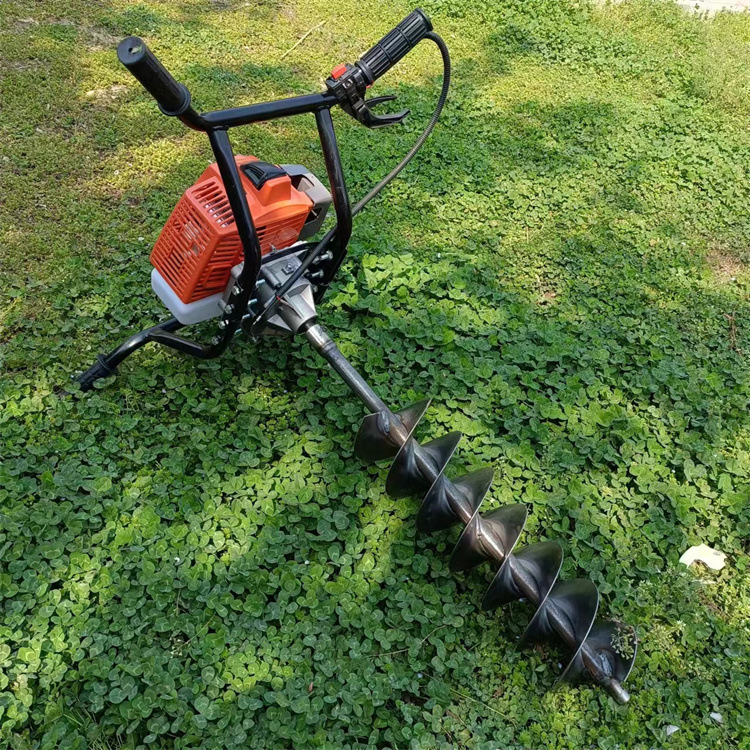 196手推弹簧式挖坑机 汽油动力植树钻眼机 小型地面钻孔打眼机
