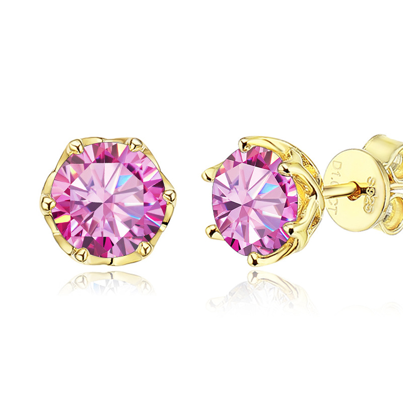 Transfronterizo S925 plata 1 quilate D color moissanita azul verde blanco moissanita clásica orejas de seis garras