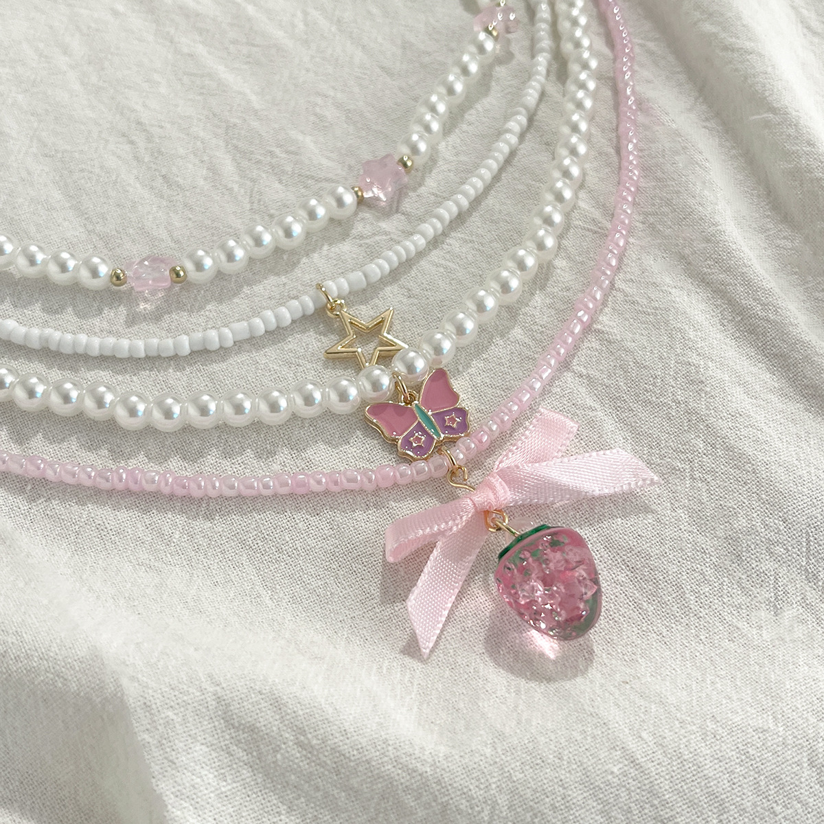 Bow Knot Cute Acrylic Imitation Pearl Alloy Necklace Wholesale display picture 6