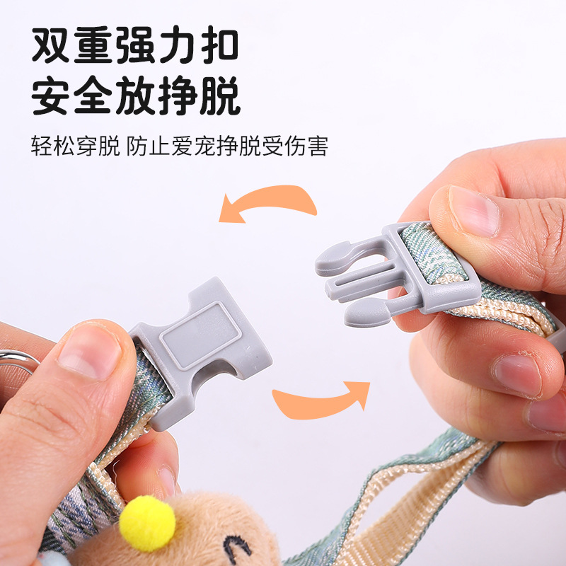 Cuerda de tracción para gatos, cuerda especial para caminar para gatos para evitar el liberarse, cadena de gato en forma de I, correa de gato ajustable, espalda de gato de dibujos animados