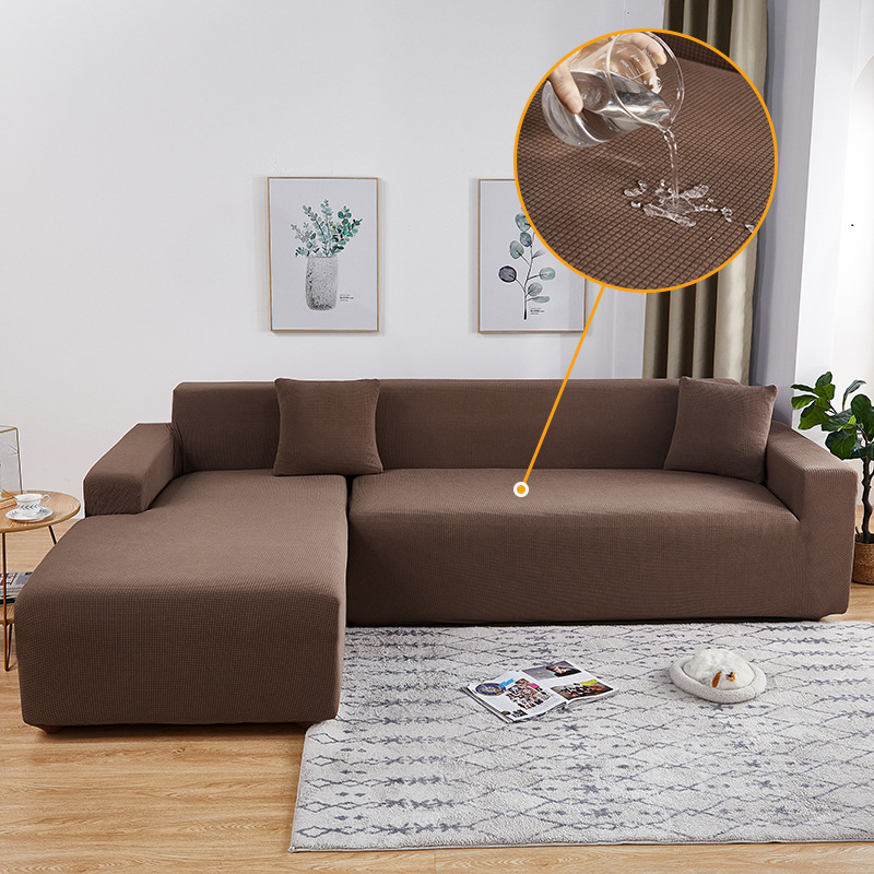 Waterproof high weight thickened four season all inclusive elastic sofa cover universal full cover chaise longue waffle sofa cover_voghion.com