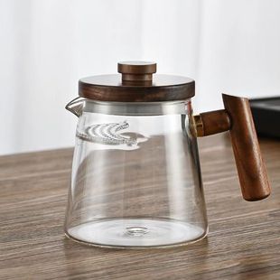 Factory spot Crescent teapot tea drain filter integrated glass bubble tea cup wooden handle tea set Tea Fair Cup