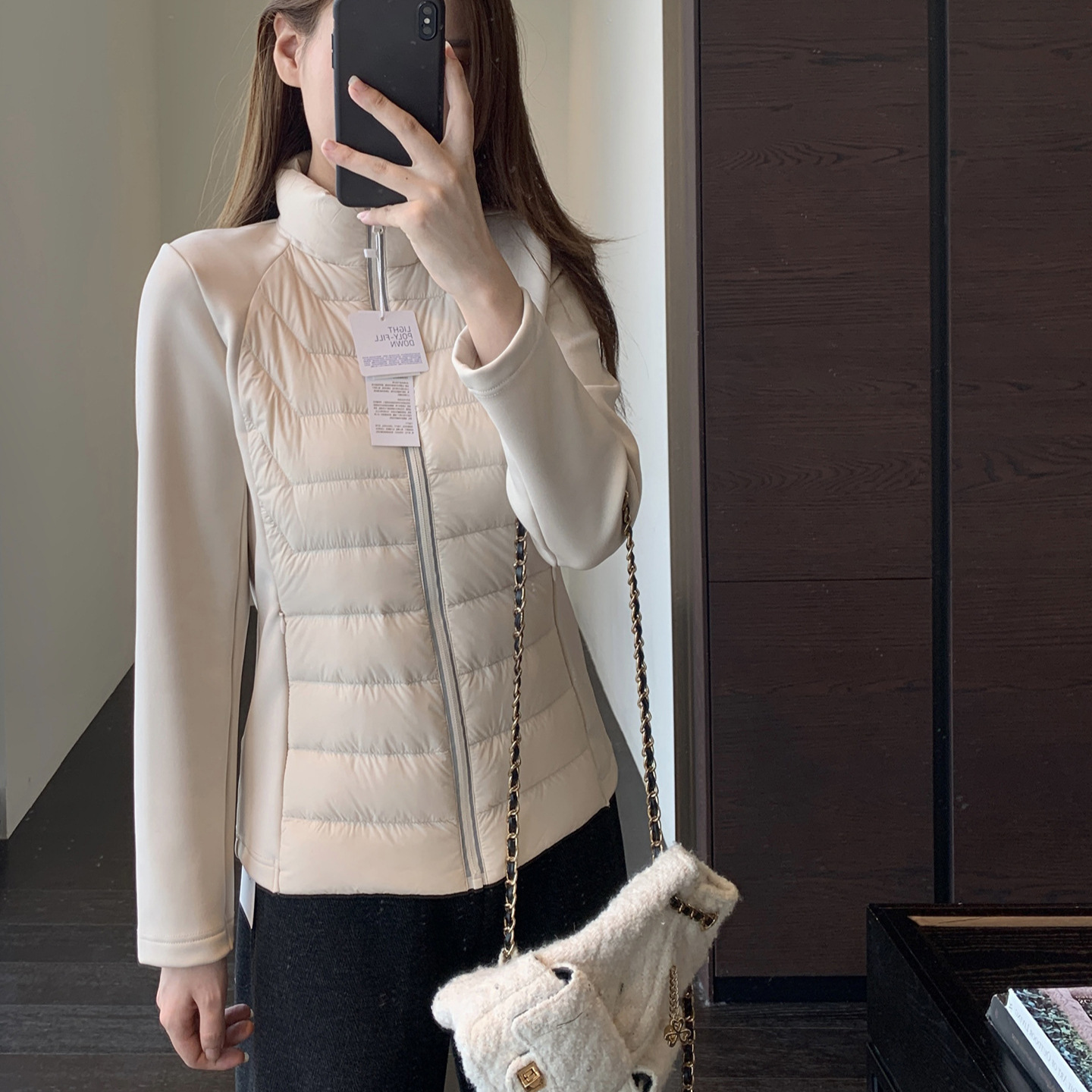 柜上1000+时髦拼接修身显瘦立领短款羽绒服外套女25秋冬新