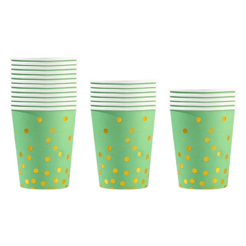 Platos desechables de papel tazas de papel comercio exterior monocromático punto de estampado conjunto de fiesta de cumpleaños distribución transfronteriza image 5
