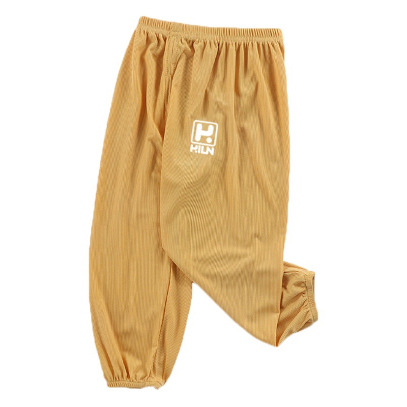 Pantalones repelentes de mosquitos para niños para el verano, pantalones de dormir grandes para niños con efecto drapeado, clase A, pantalones unisex para bebés, opción con entrepierna abierta, estilo fino para niños pequeños y niños pequeños. image 1