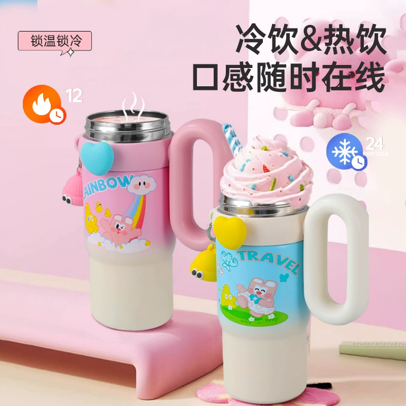 Новый стиль высокого значения ледяной кубок большой емкости из нержавеющей стали соломки воды чашка портативная студенческая ручка автомобильная чашка оптом